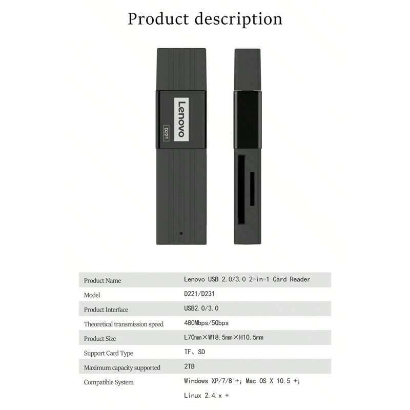 رمریدر Micro SD و SD لنوو Thinkplus D221