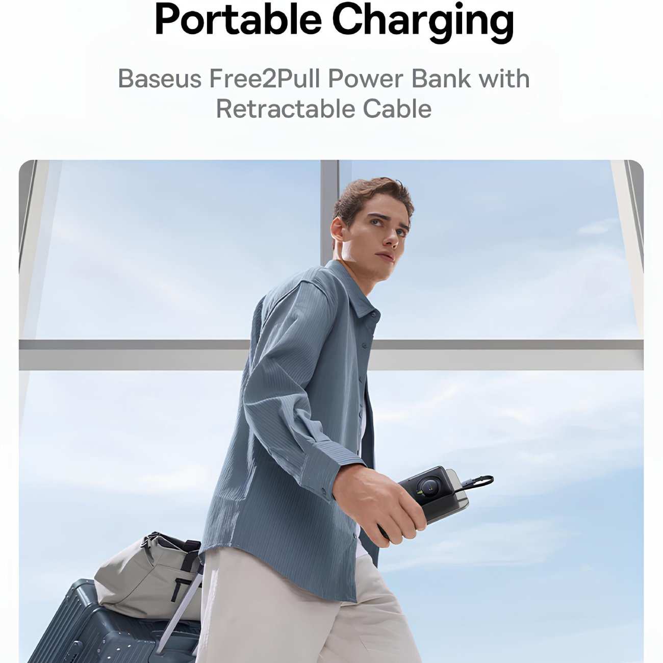 پاور بانک فست شارژ تایپ سی 65 وات 20000 با کابل تایپ سی بیسوس P10070900122-00