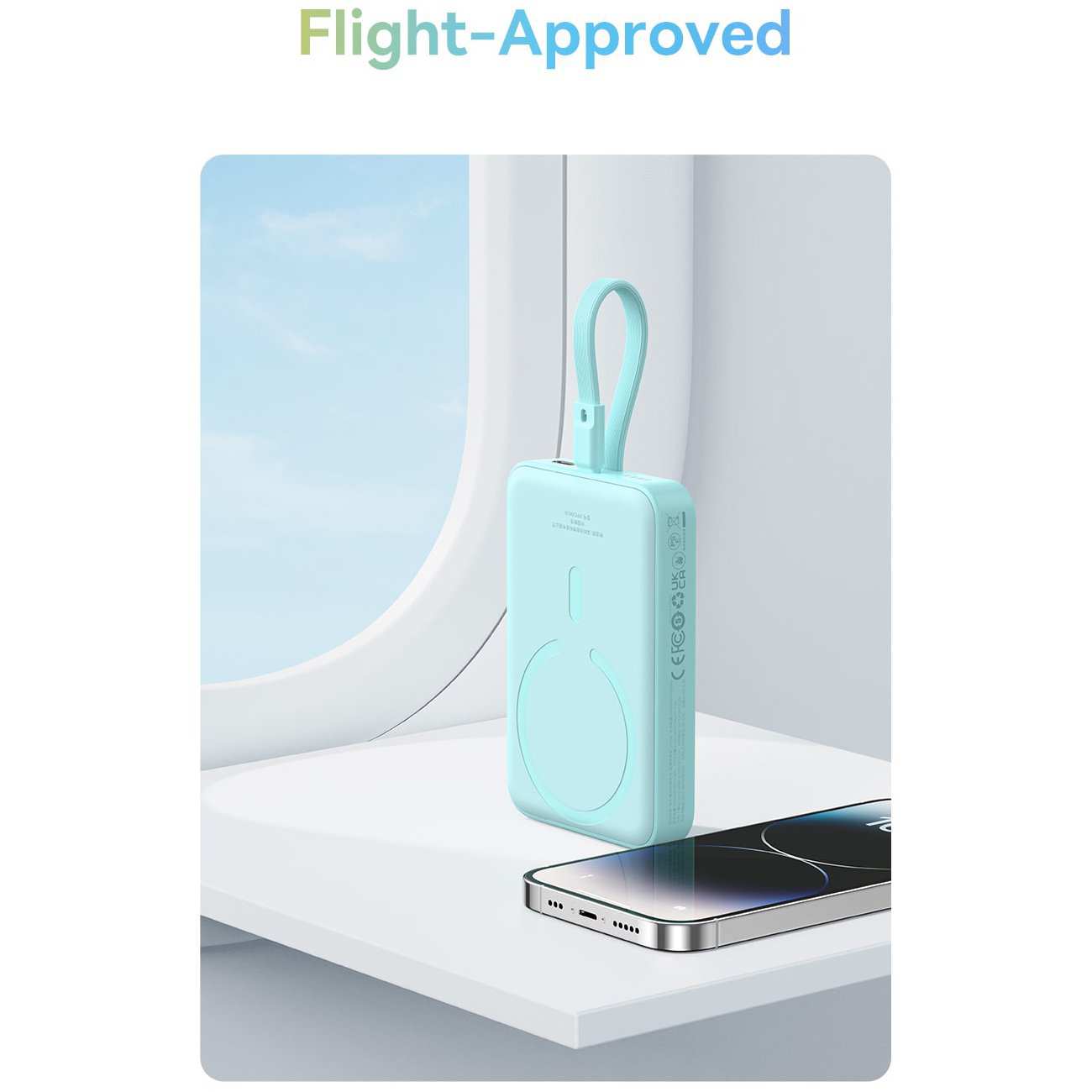 پاور بانک وایرلس مگنتی 20 وات 10000 با کابل لایتنینگ بیسوس P10022108212-00