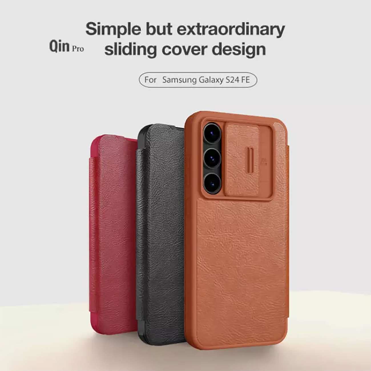 قاب کلاسوری گوشی سامسونگ گلکسی اس 24 اف ای نیلکین Qin Pro Series Leather