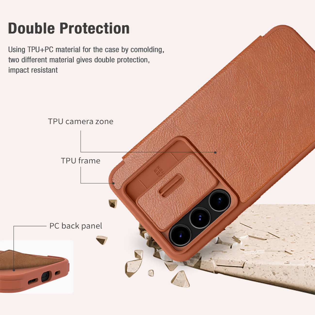 قاب کلاسوری گوشی سامسونگ گلکسی اس 24 اف ای نیلکین Qin Pro Series Leather