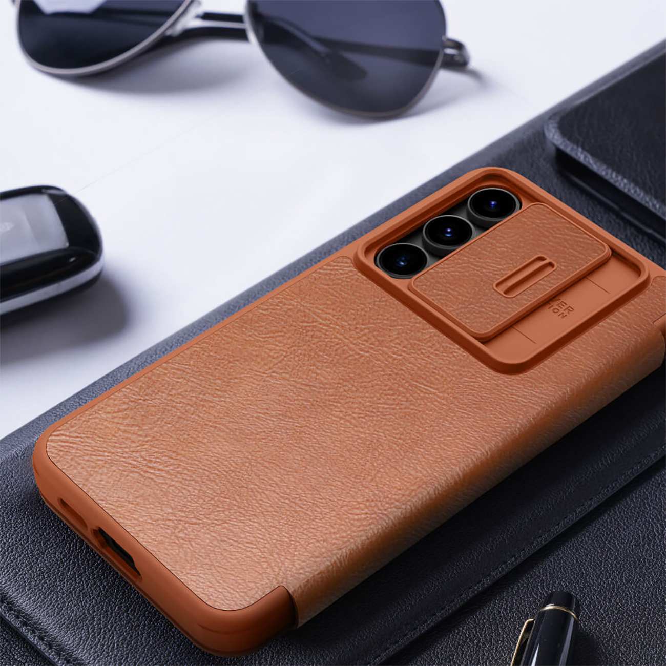 قاب کلاسوری گوشی سامسونگ گلکسی اس 24 اف ای نیلکین Qin Pro Series Leather