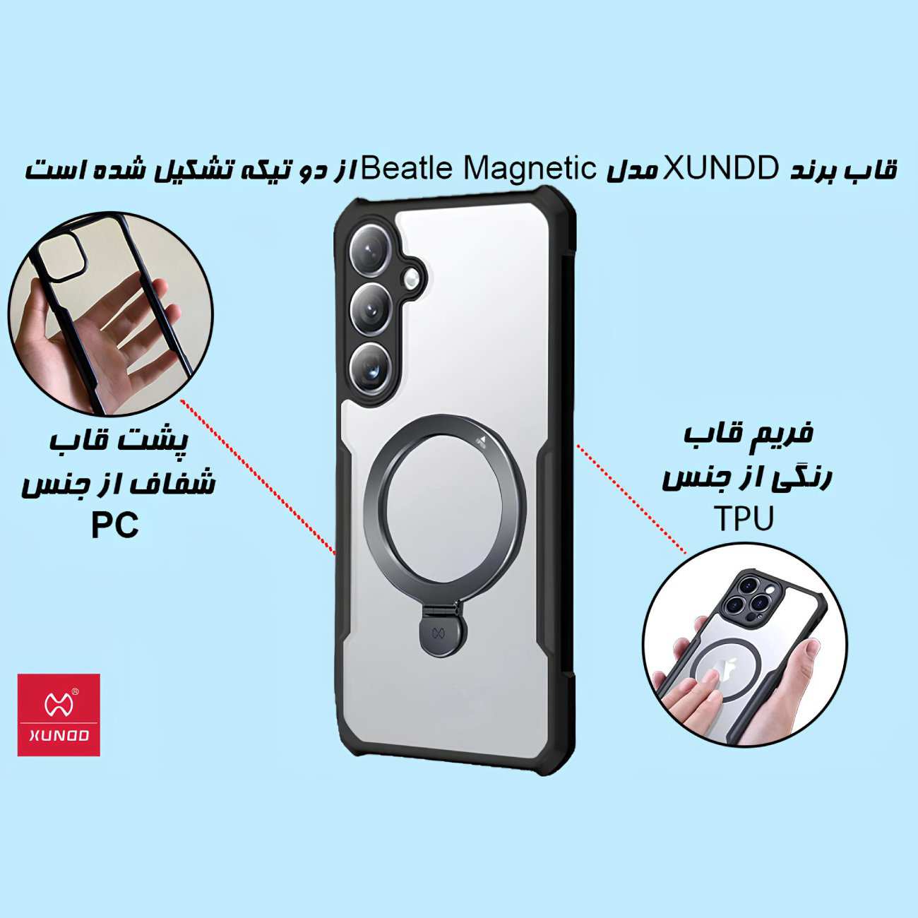 قاب مگ سیف حلقه انگشتی سامسونگ گلکسی اس 24 اف ای یاندو Beatle Holder