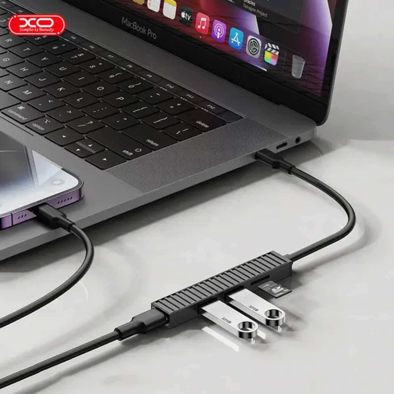 هاب تایپ سی 4 پورت ایکس او HUB014B