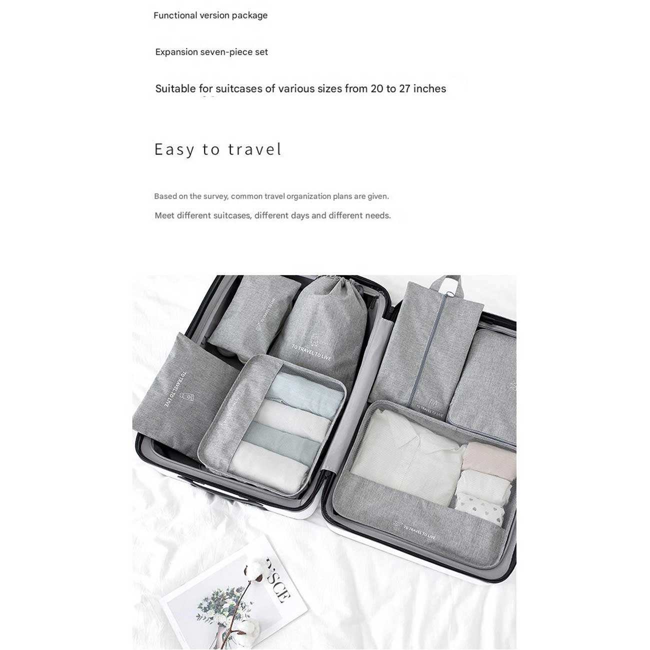 پک نظم دهنده چمدان و ساک چند منظوره 7 تیکه ضدآب برلیانس Seven-piece set