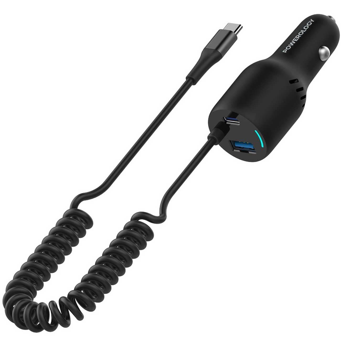 شارژر فندکی فست شارژ ماشین تایپ سی 100 وات پاورولوژی PCCSR016