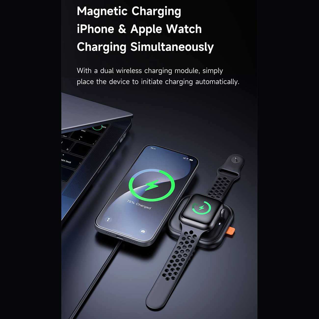 شارژر وایرلس 15 وات گوشی آیفون و هندزفری بلوتوثی دوکاره مک دودو همراه کابل دوسر تایپ سی CH-216