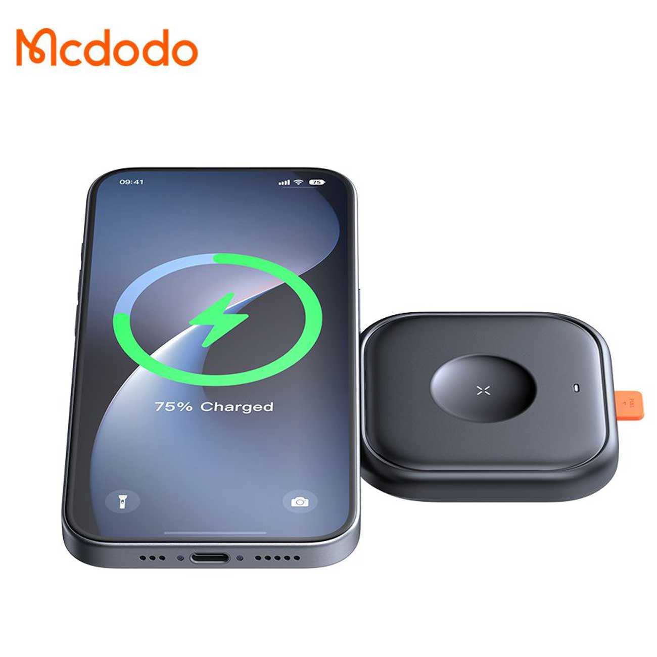 شارژر وایرلس 15 وات گوشی آیفون و هندزفری بلوتوثی دوکاره مک دودو همراه کابل دوسر تایپ سی CH-216