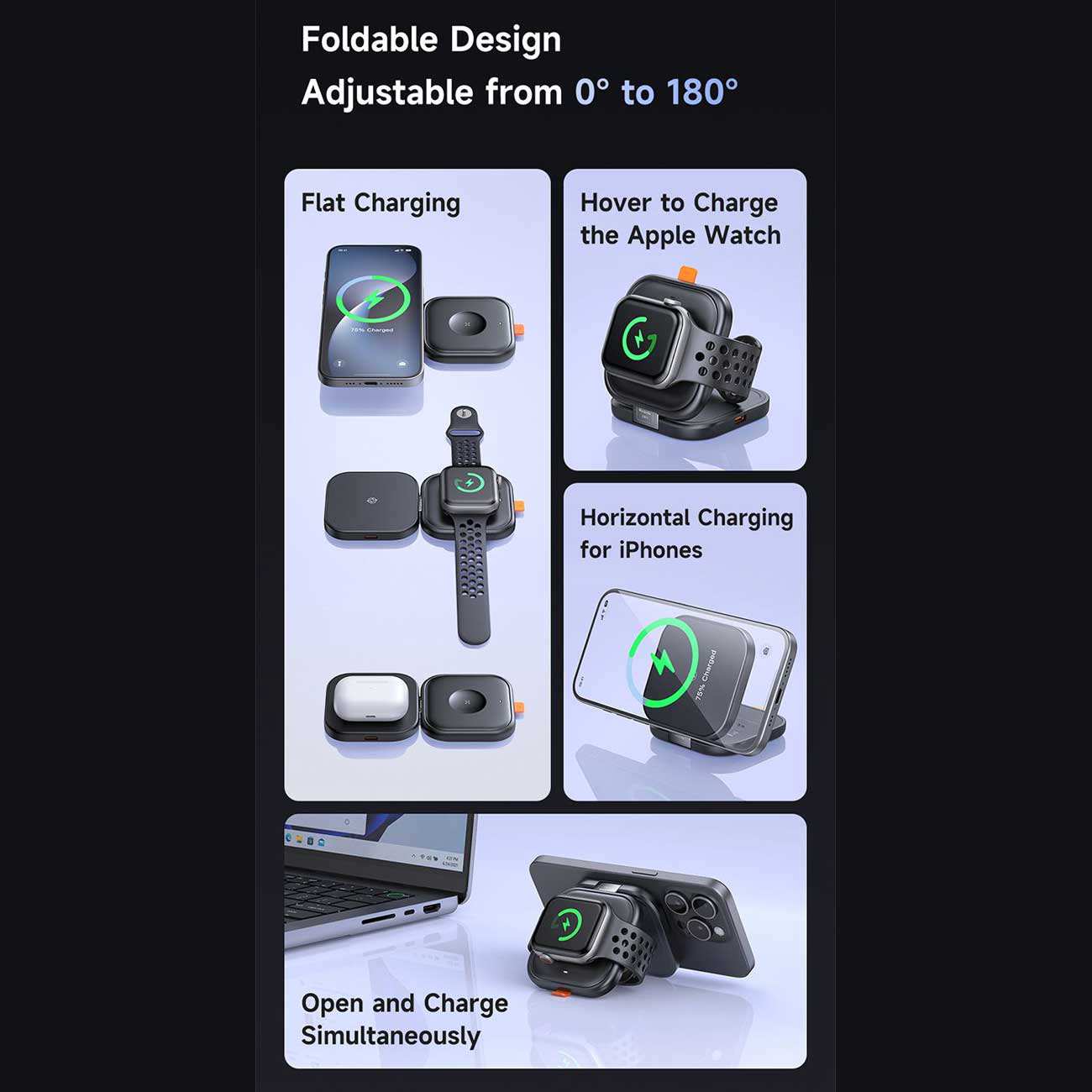 شارژر وایرلس 15 وات گوشی آیفون و هندزفری بلوتوثی دوکاره مک دودو همراه کابل دوسر تایپ سی CH-216