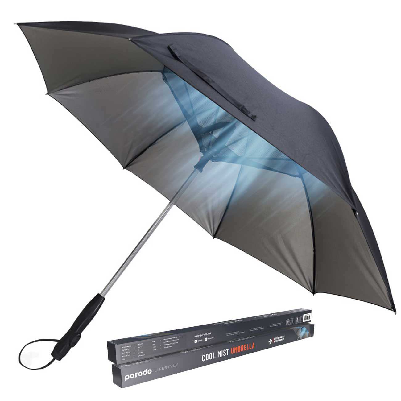 چتر آفتابی و بارنی دارای فن خنک کننده و مه مرطوب کننده پورودو PD-LFST029-BK