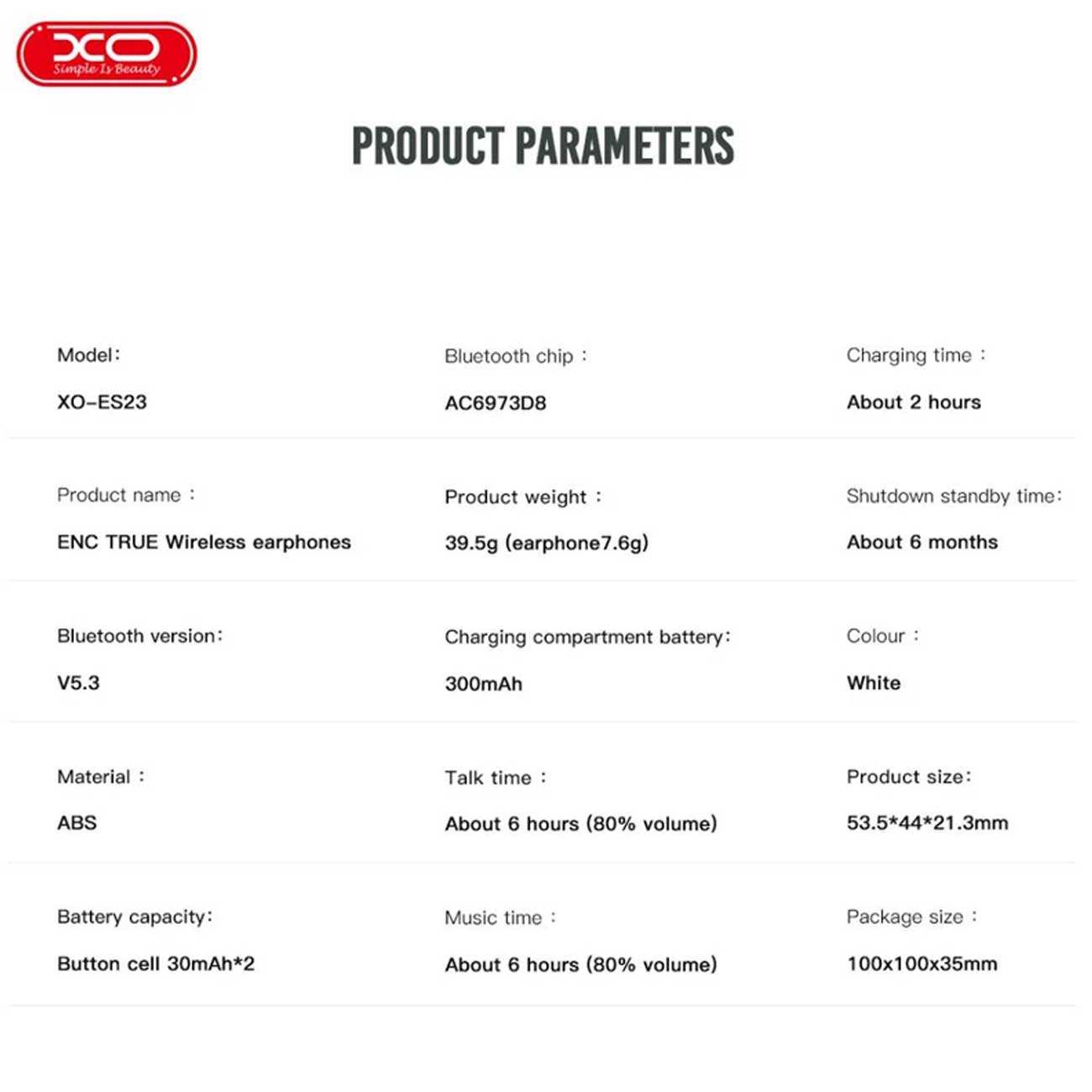 هندزفری بلوتوثی 5.3 ایکس او ES23