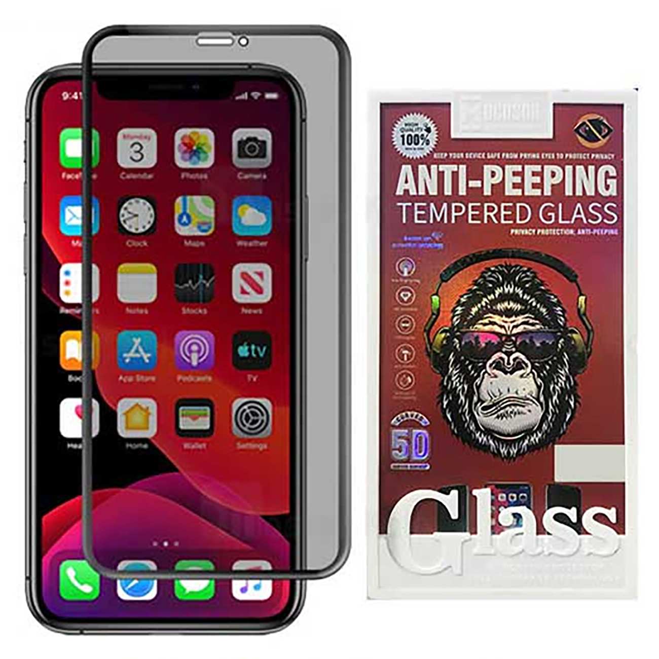 گلس پرایوسی آیفون 15 پرو 5 بعدی موکوسون Tempered Glass