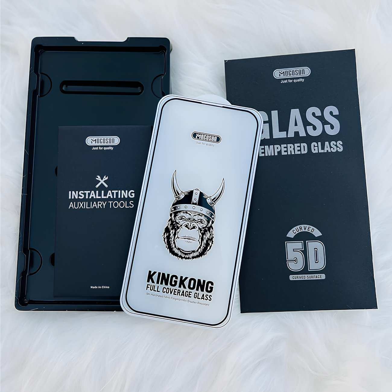 گلس شیشه ای تمام صفحه آیفون 15 پرو موکوسون KINGKONG