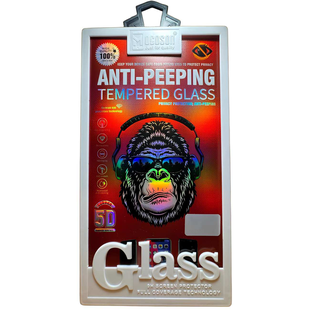 گلس پرایوسی تمام چسب آیفون 15 موکوسون Anti-Peeping