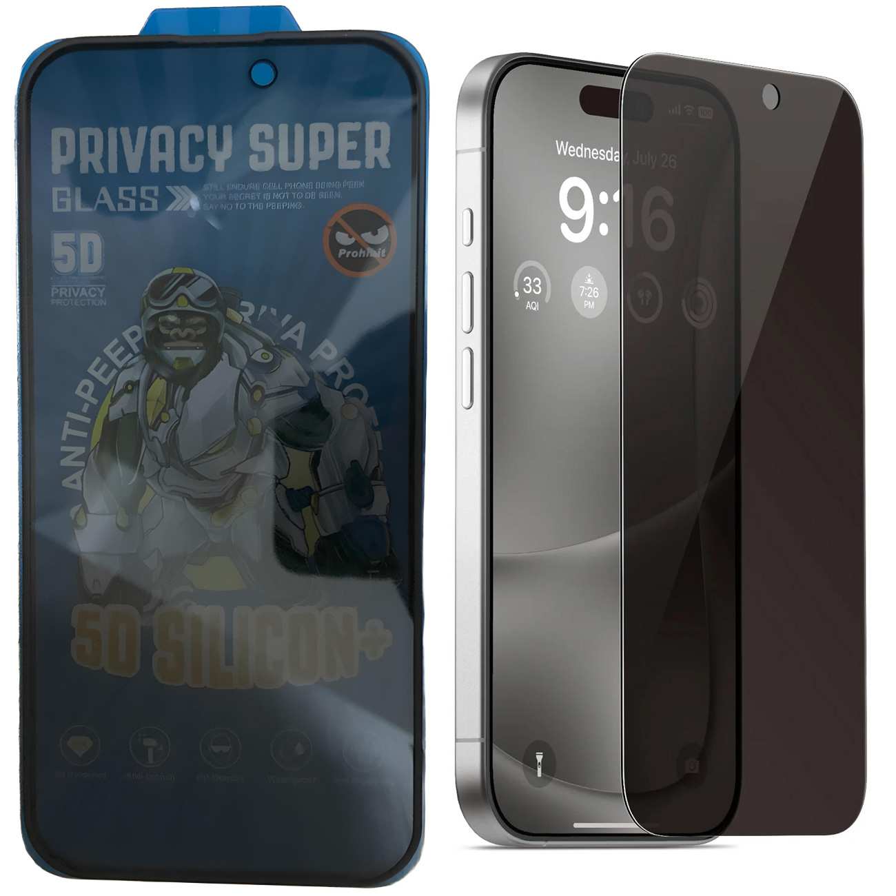 گلس پرایویسی گوشی آیفون 16 پرومکس 5 بعدی موکوسون 5D