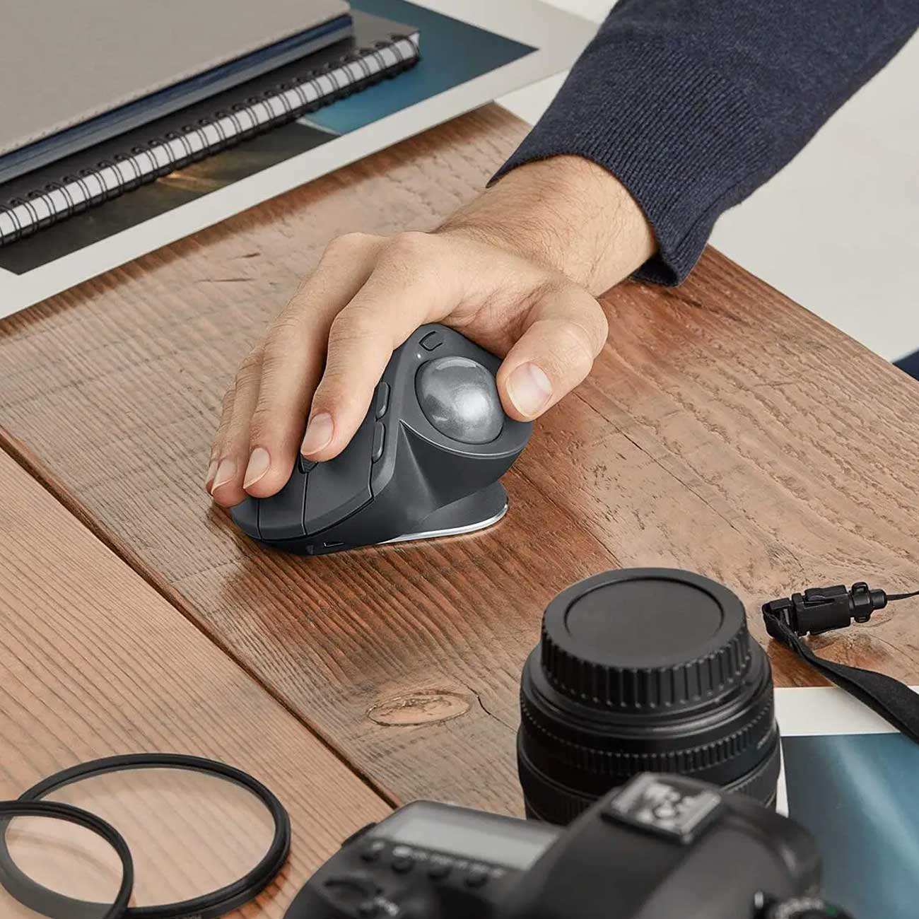 موس ترک بال بی سیم دو حالته لاجیتک MX Ergo Graphite