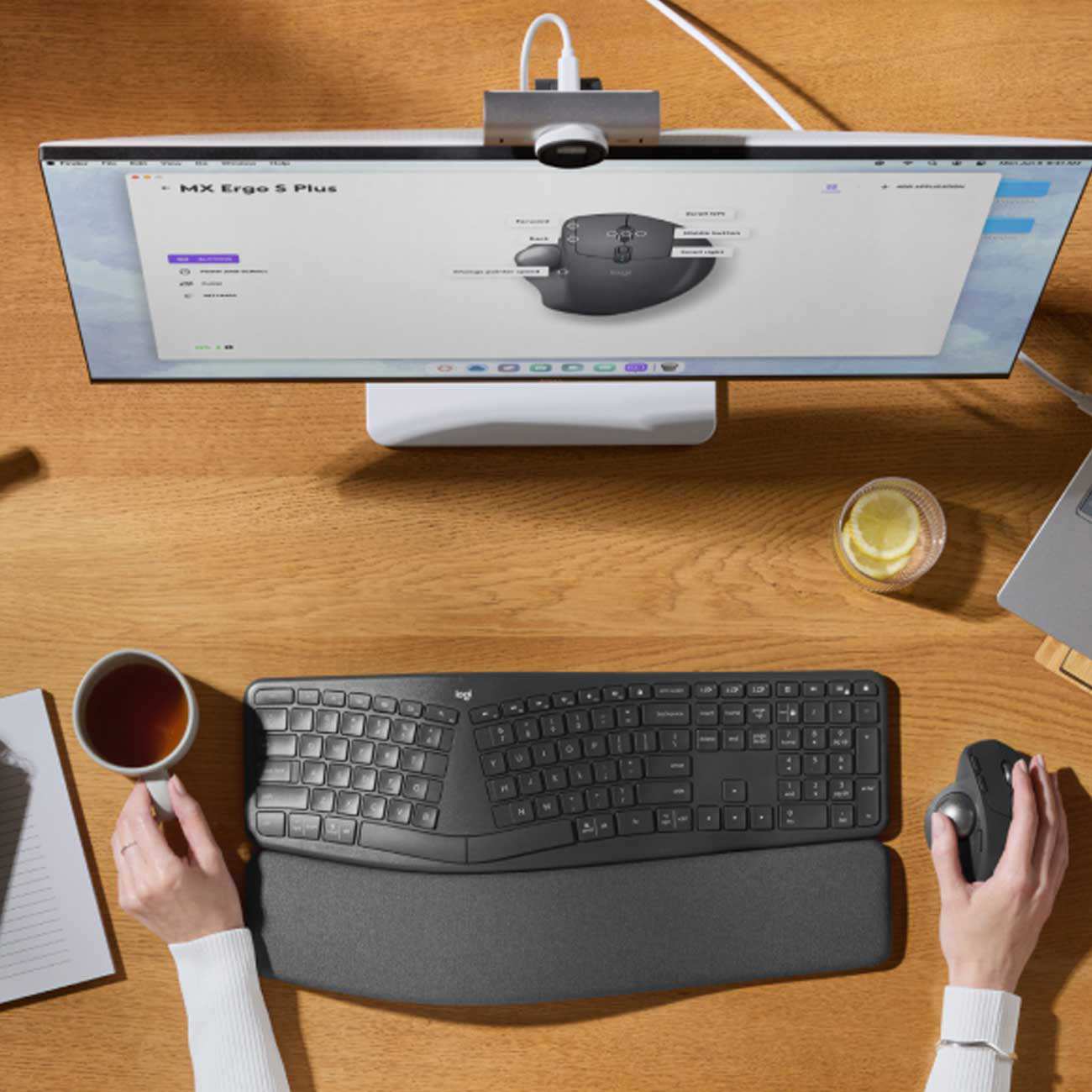 موس ترک بال بی سیم دو حالته لاجیتک MX Ergo Graphite