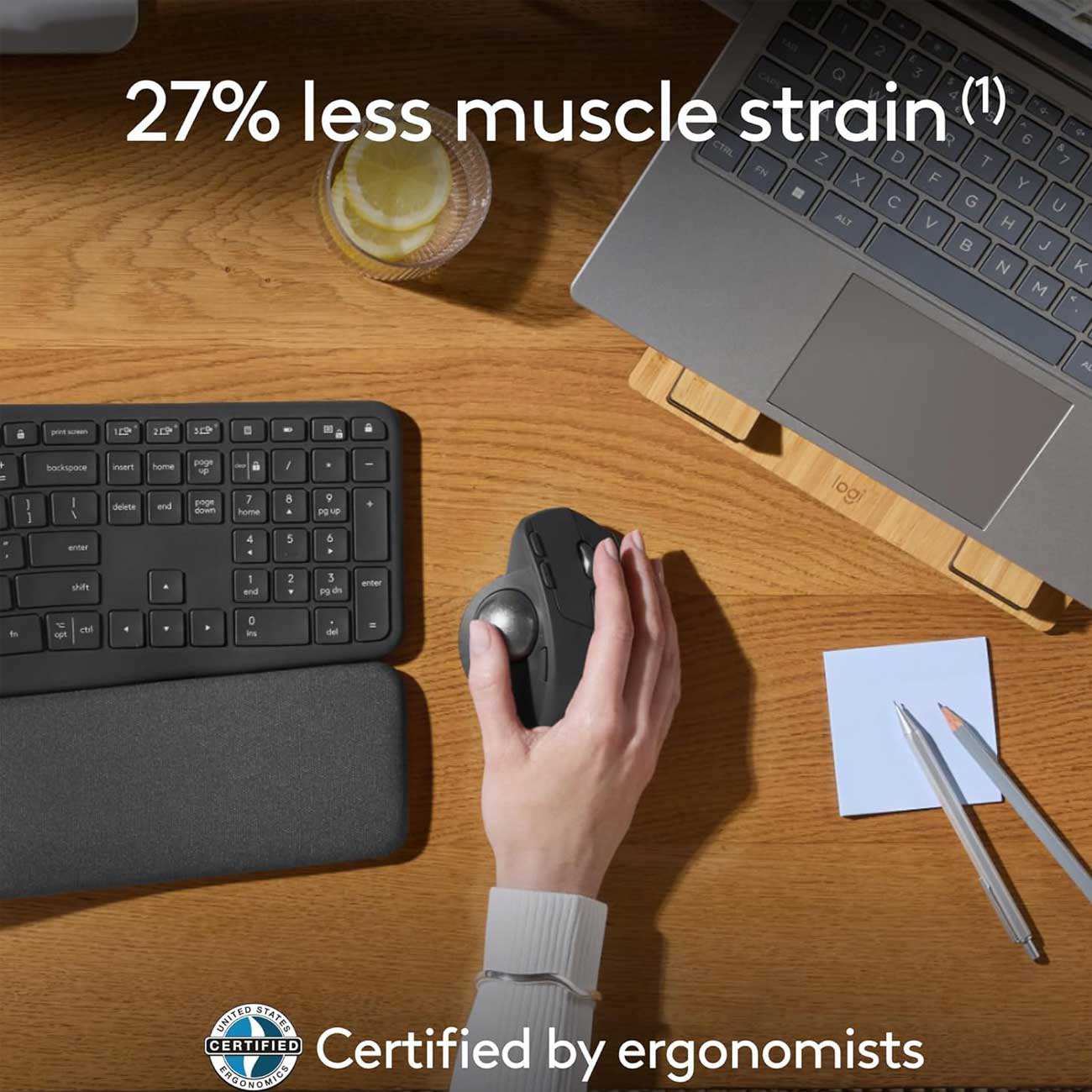 موس ترک بال بی سیم دو حالته لاجیتک MX Ergo Graphite