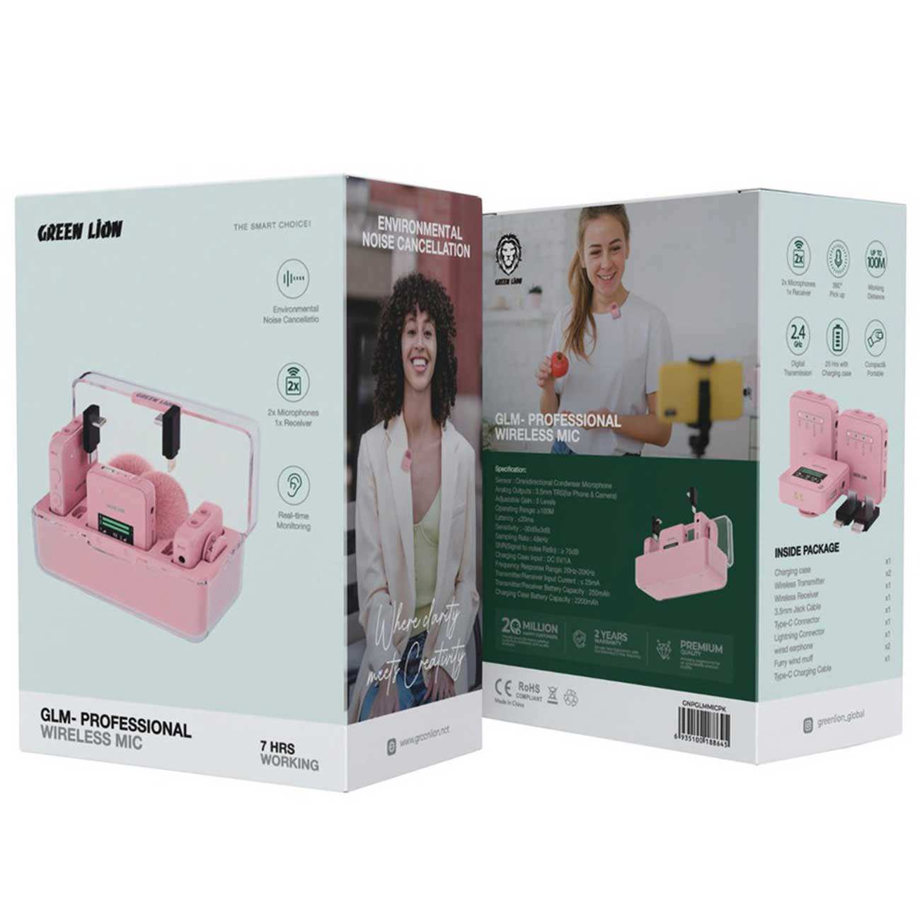 میکروفن یقه ای بی سیم تایپ سی و لایتنینگ گرین GLM-PROFESSIONAL