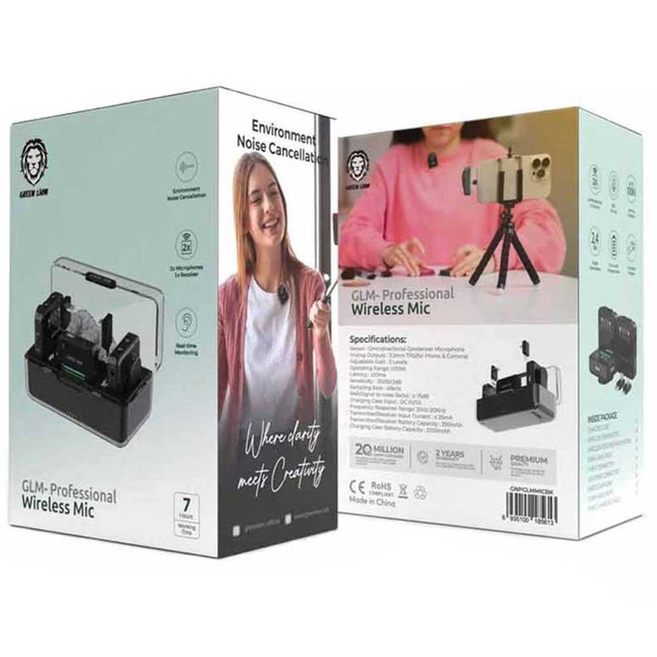 میکروفن یقه ای بی سیم تایپ سی و لایتنینگ گرین GLM-PROFESSIONAL