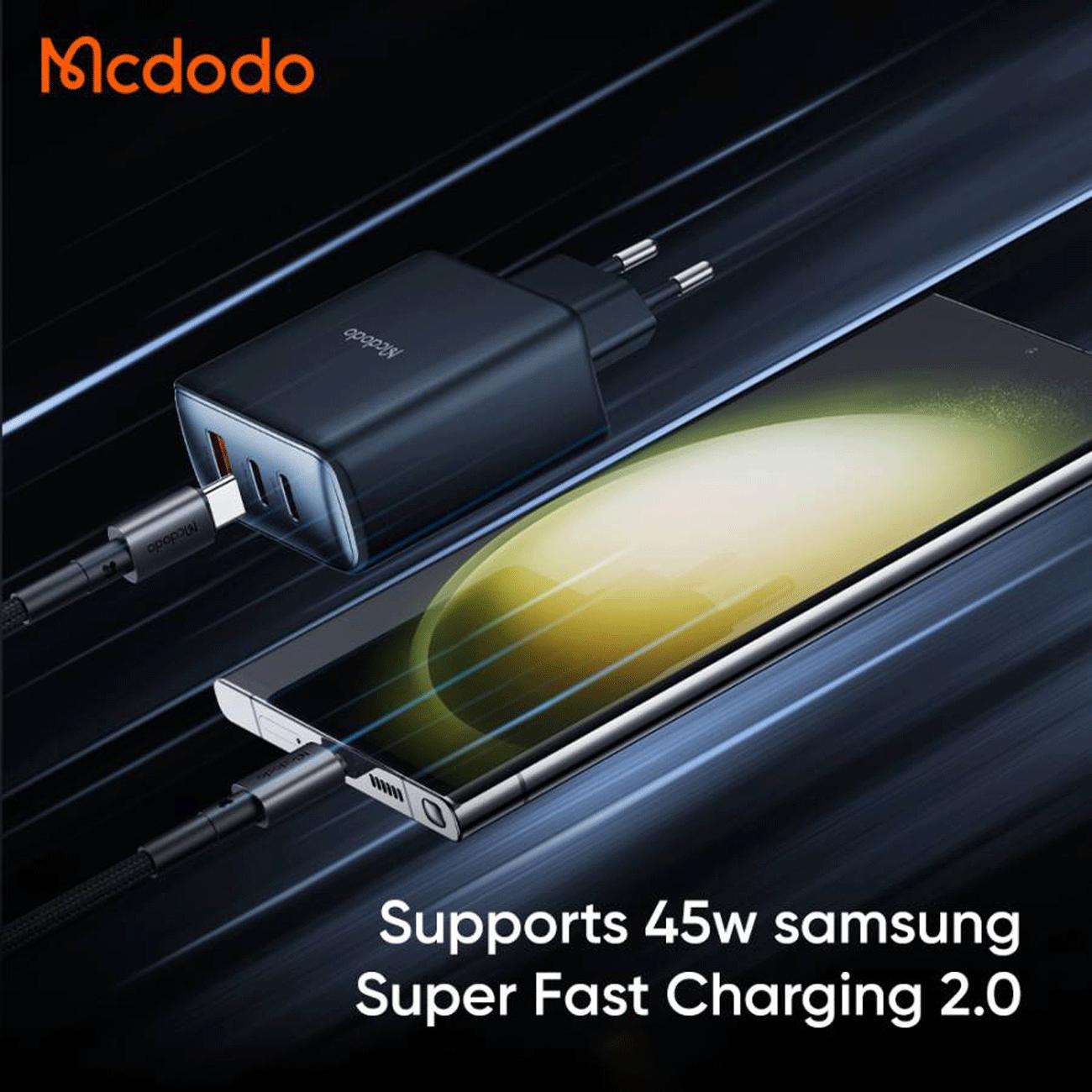 شارژر دیواری تایپ سی و یو اس بی 45 وات مک دودو CH-4860