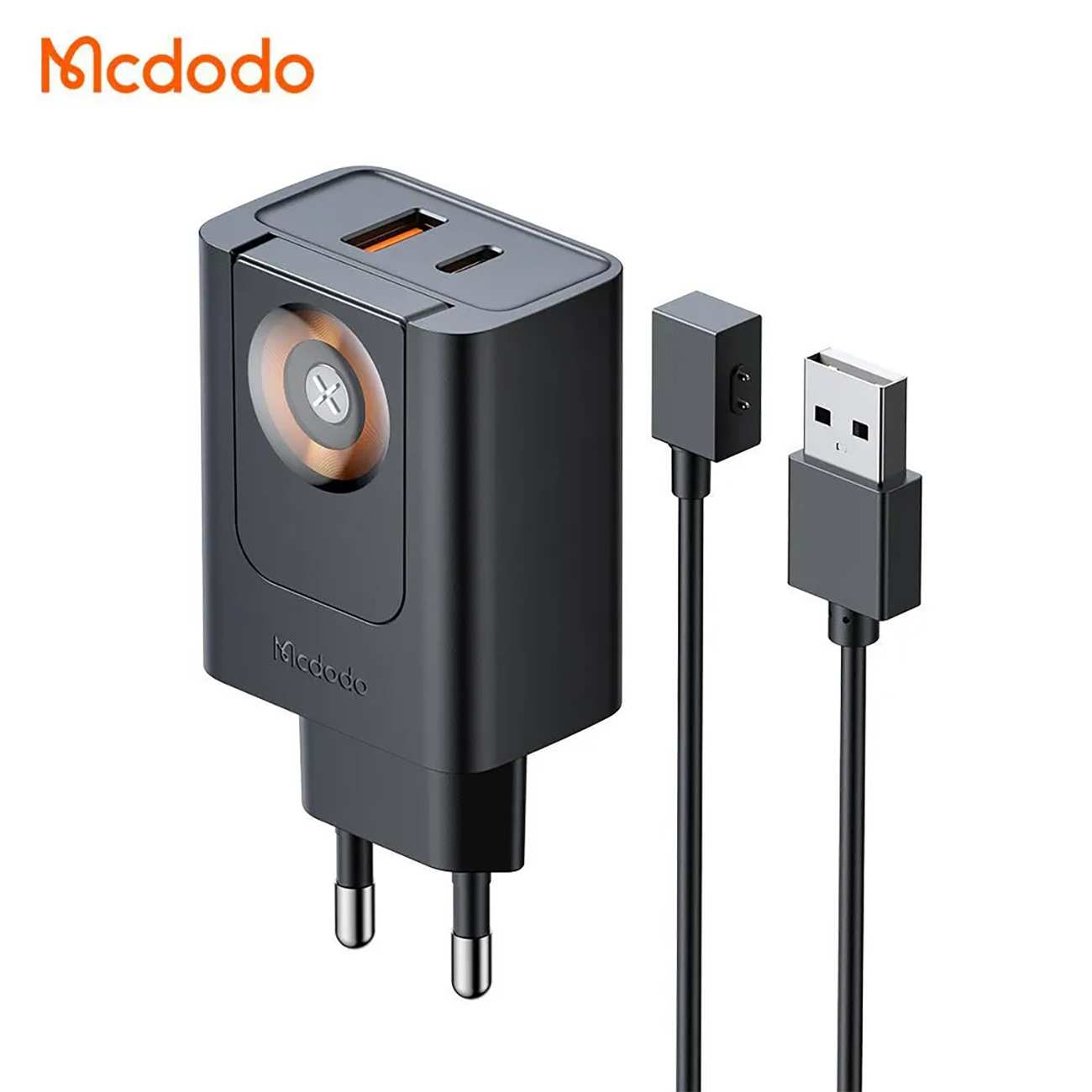 شارژر دیواری تایپ سی و یو اس بی 30 وات و شارژر وایرلس اپل واچ مک دودو CH-3700