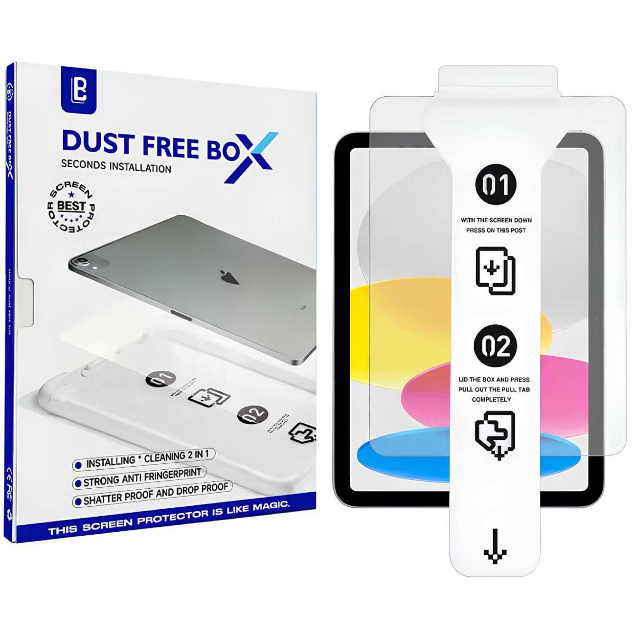 محافظ صفحه نمایش شیشه ای تبلت آیپد ایر 13 2024 همراه با کیت نصب Dust Free Box