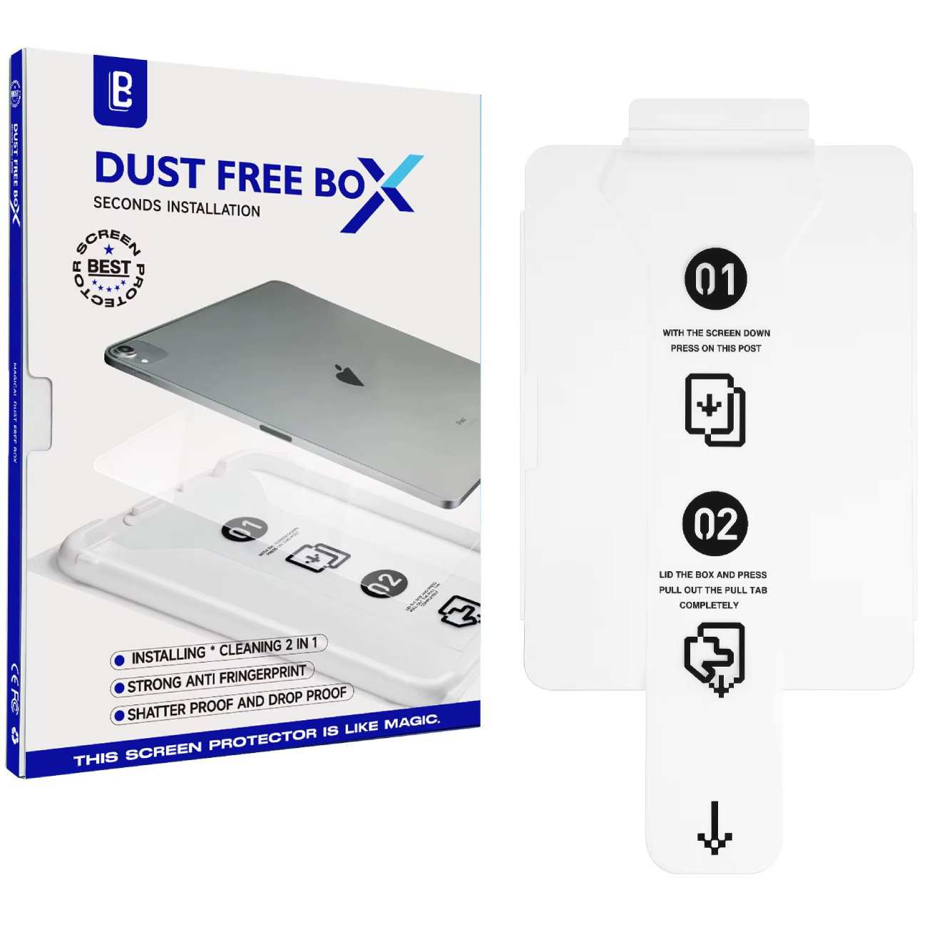 محافظ صفحه نمایش شیشه ای تبلت آیپد ایر 13 2024 همراه با کیت نصب Dust Free Box