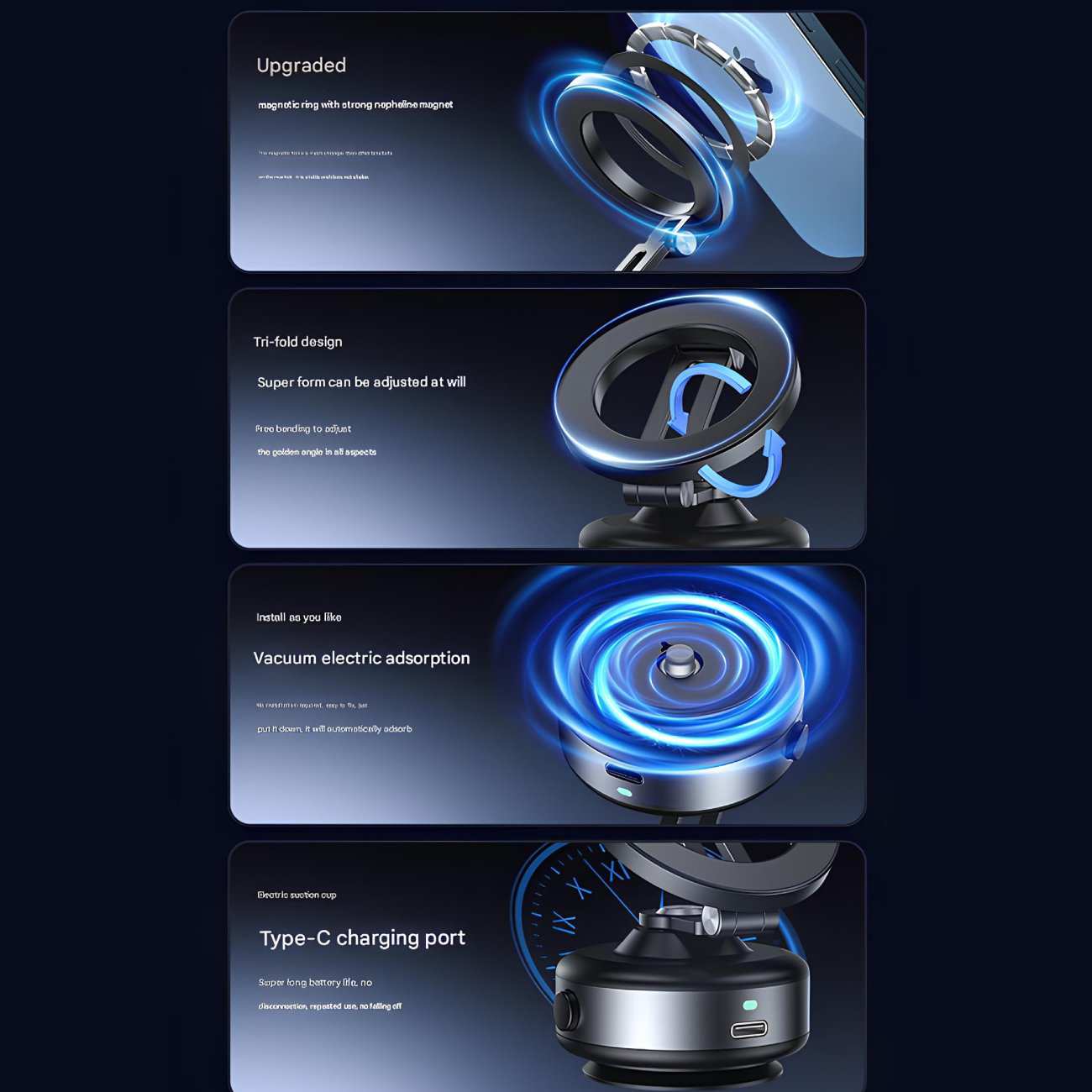 هولدر مکشی مگنتی الکتریکی تاشو چرخشی 360 درجه قابل شارژ چندکاره بونروی X94