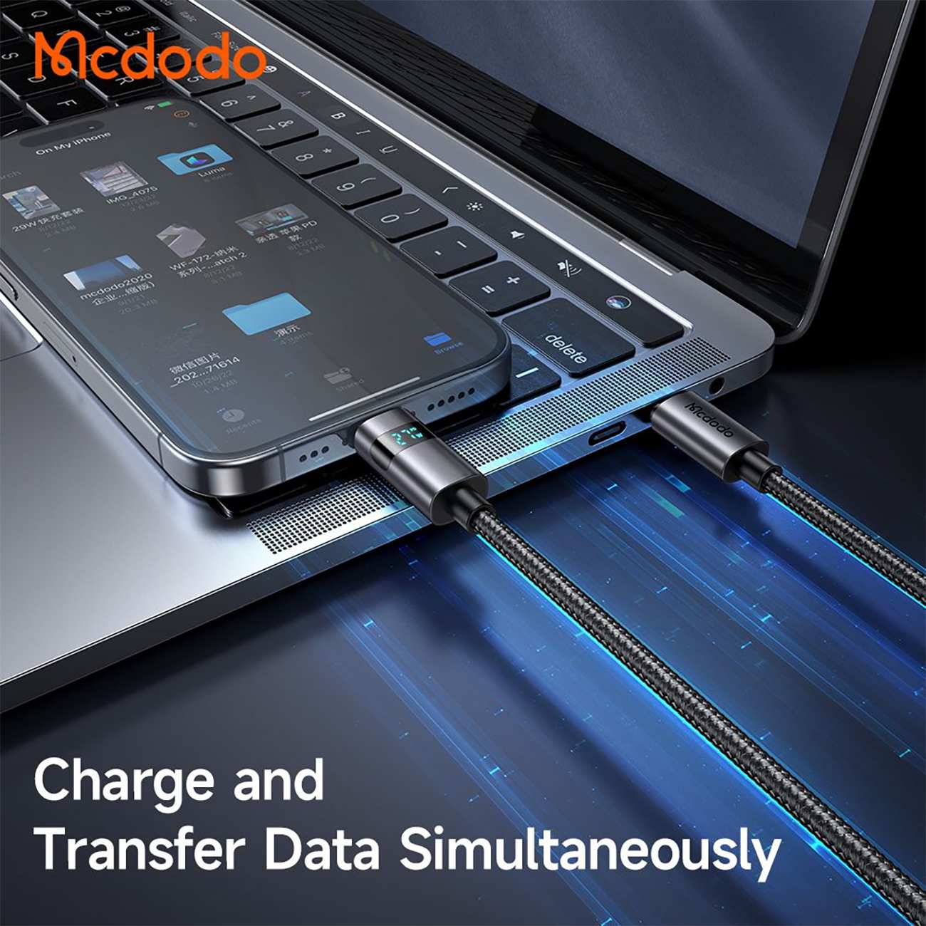 کابل شارژ و انتقال داده تایپ سی به لایتنینگ 36 وات کارپلی 1.2 متری مک دودو CA-657