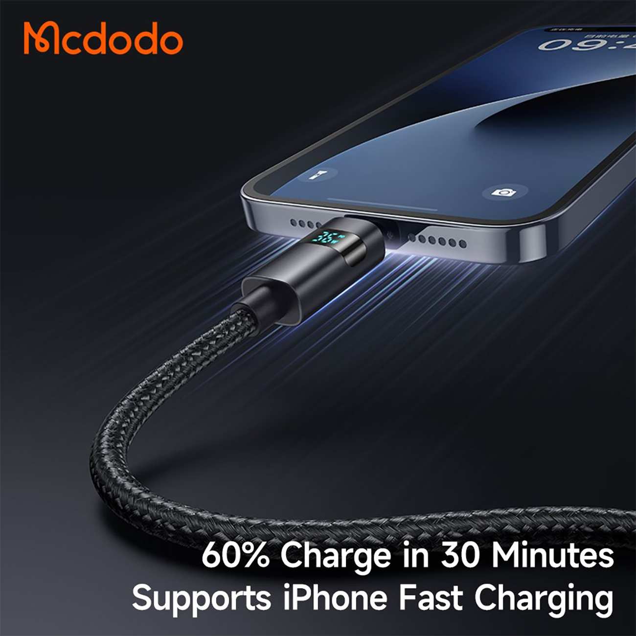 کابل شارژ و انتقال داده تایپ سی به لایتنینگ 36 وات کارپلی 1.2 متری مک دودو CA-657