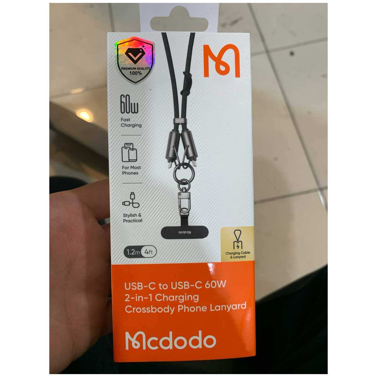 کابل شارژ سریع تایپ سی به تایپ سی کراسبادی 60 وات 1.2 متری مک دودو CA-683