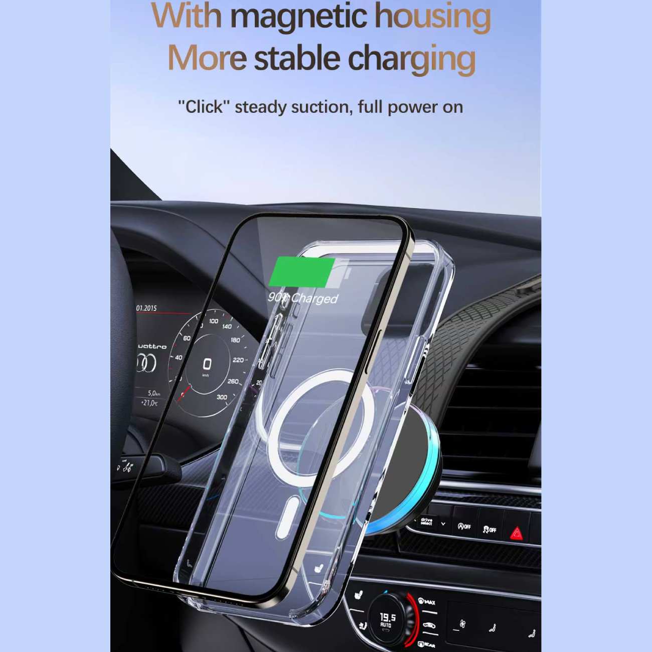 هولدر و شارژر بی سیم مگنتی تاشو داخل خودرو 15 وات X12
