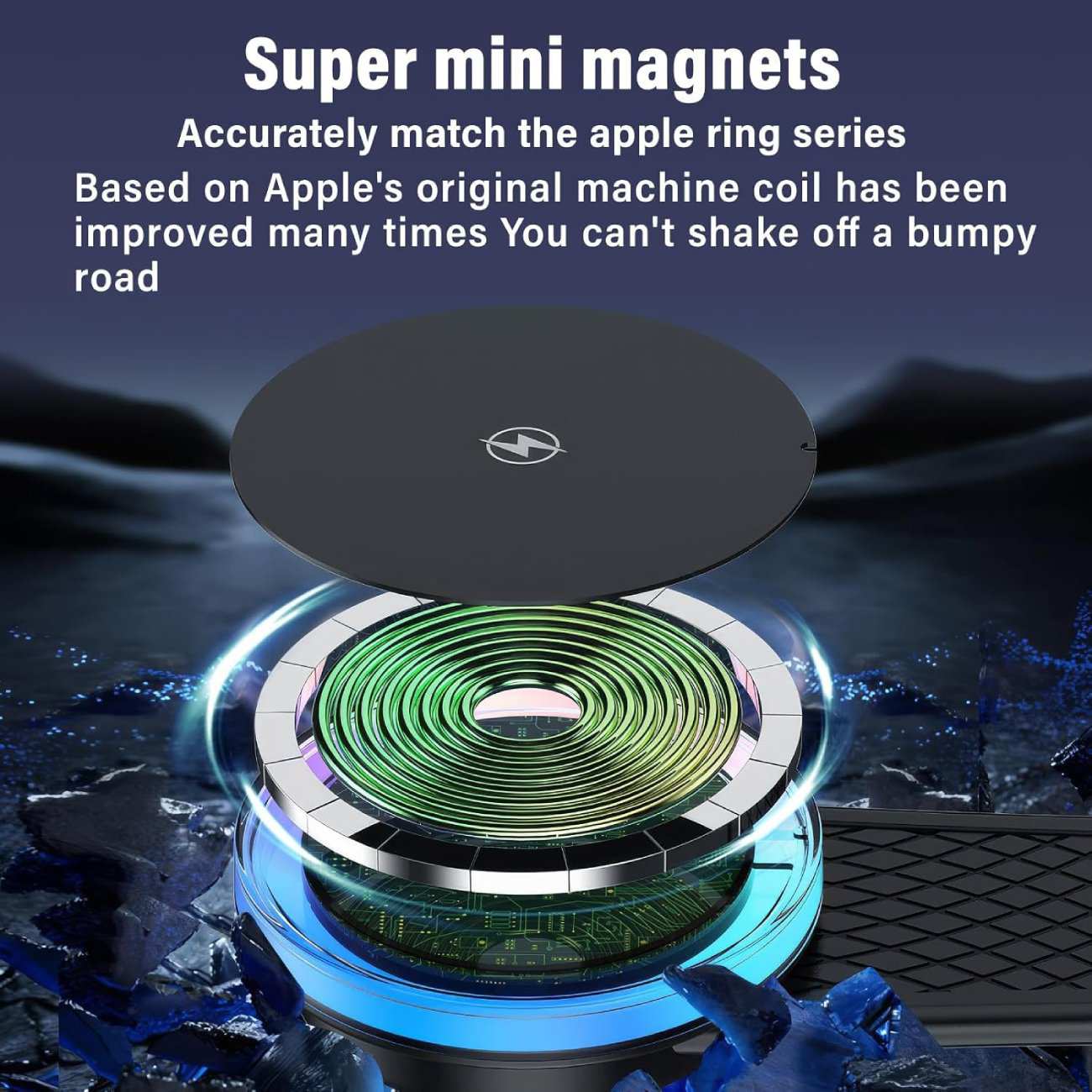 هولدر و شارژر بی سیم مگنتی تاشو داخل خودرو 15 وات X12