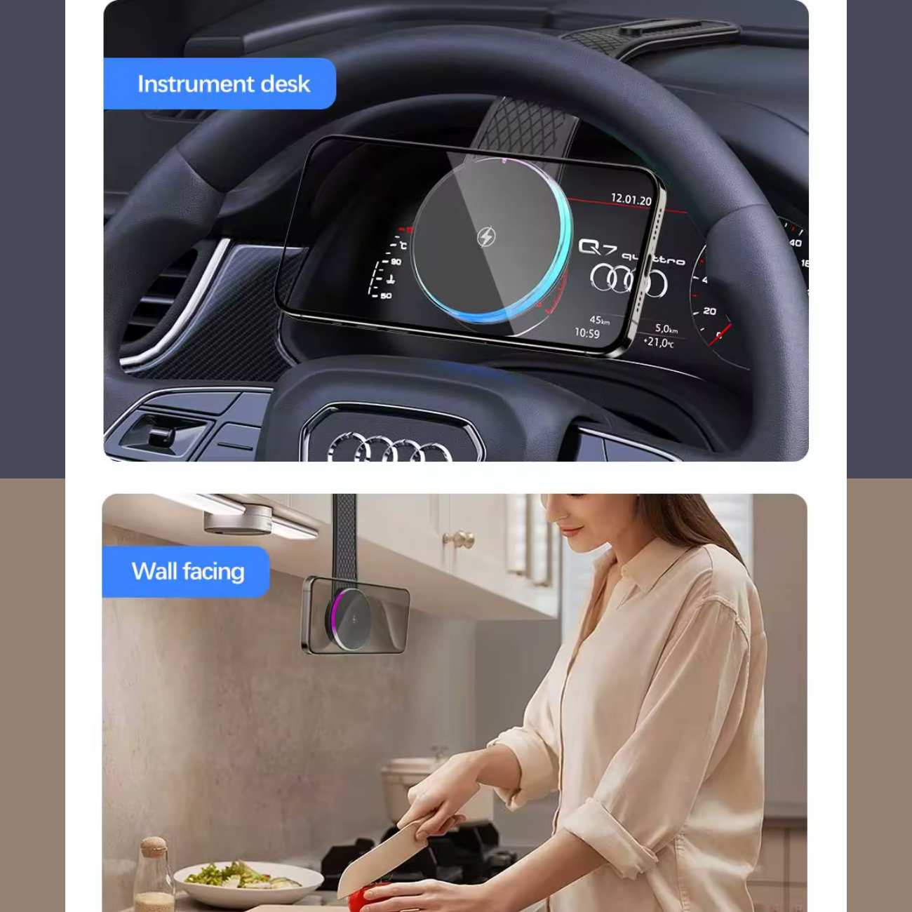 هولدر و شارژر بی سیم مگنتی تاشو داخل خودرو 15 وات X12