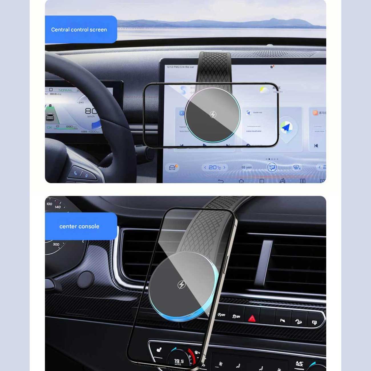 هولدر و شارژر بی سیم مگنتی تاشو داخل خودرو 15 وات X12