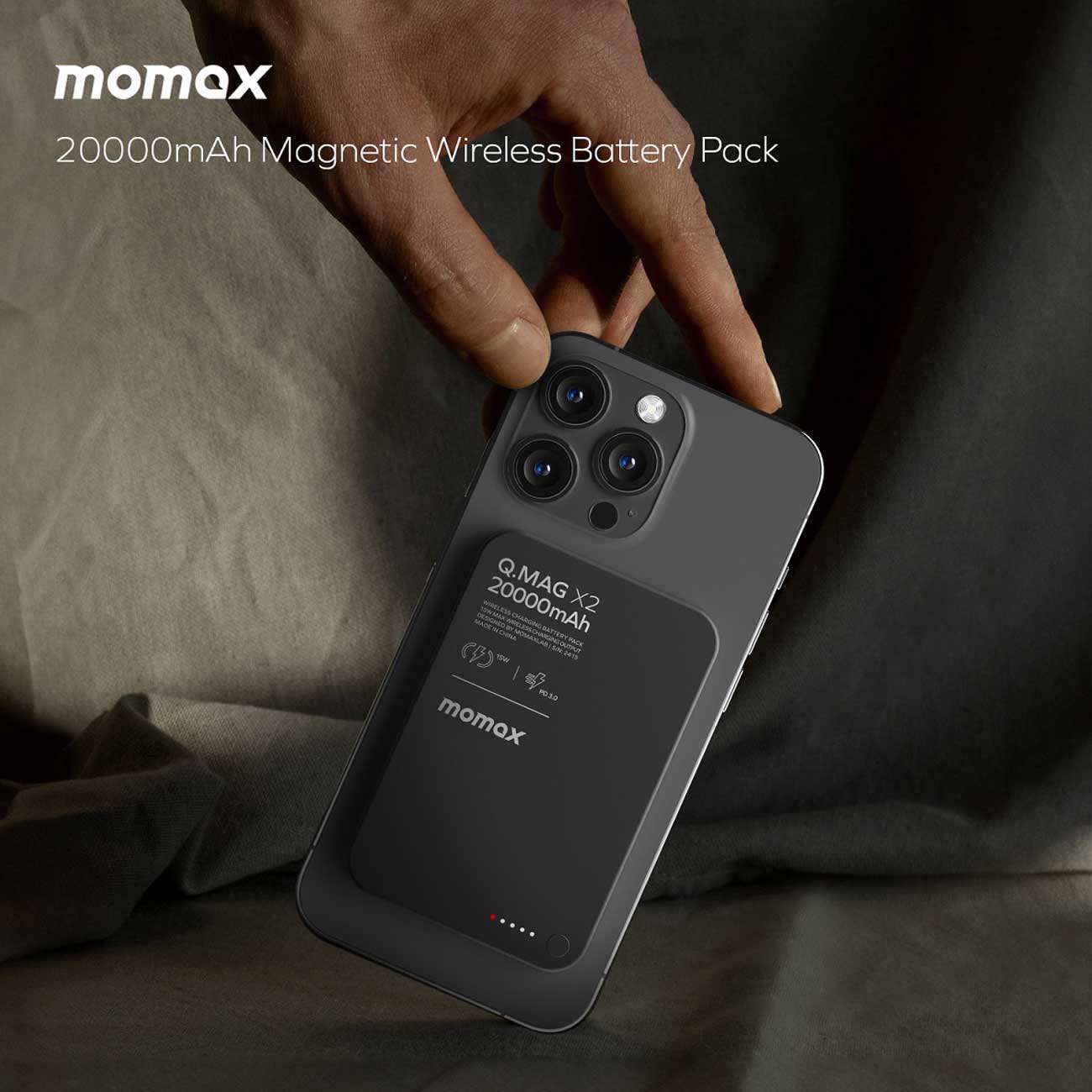 پاوربانک مگ سیف 15 وات و تایپ سی 20 وات 20000 مومکس Q.MAG X2 IP133