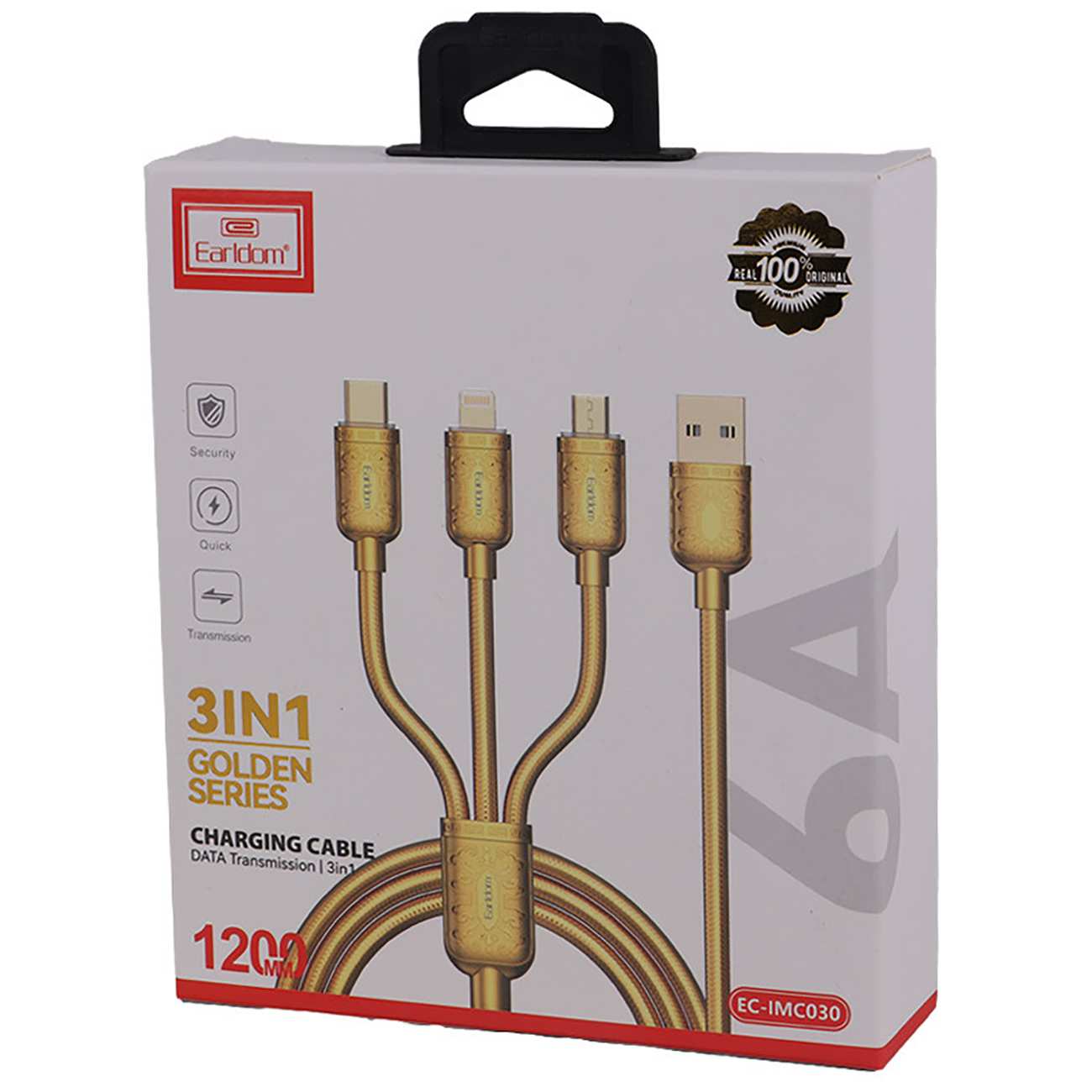 کابل فست شارژ سه سر یو اس بی به تایپ سی، لایتنینگ و میکرو یو اس بی 6 آمپر ارلدام IMC030