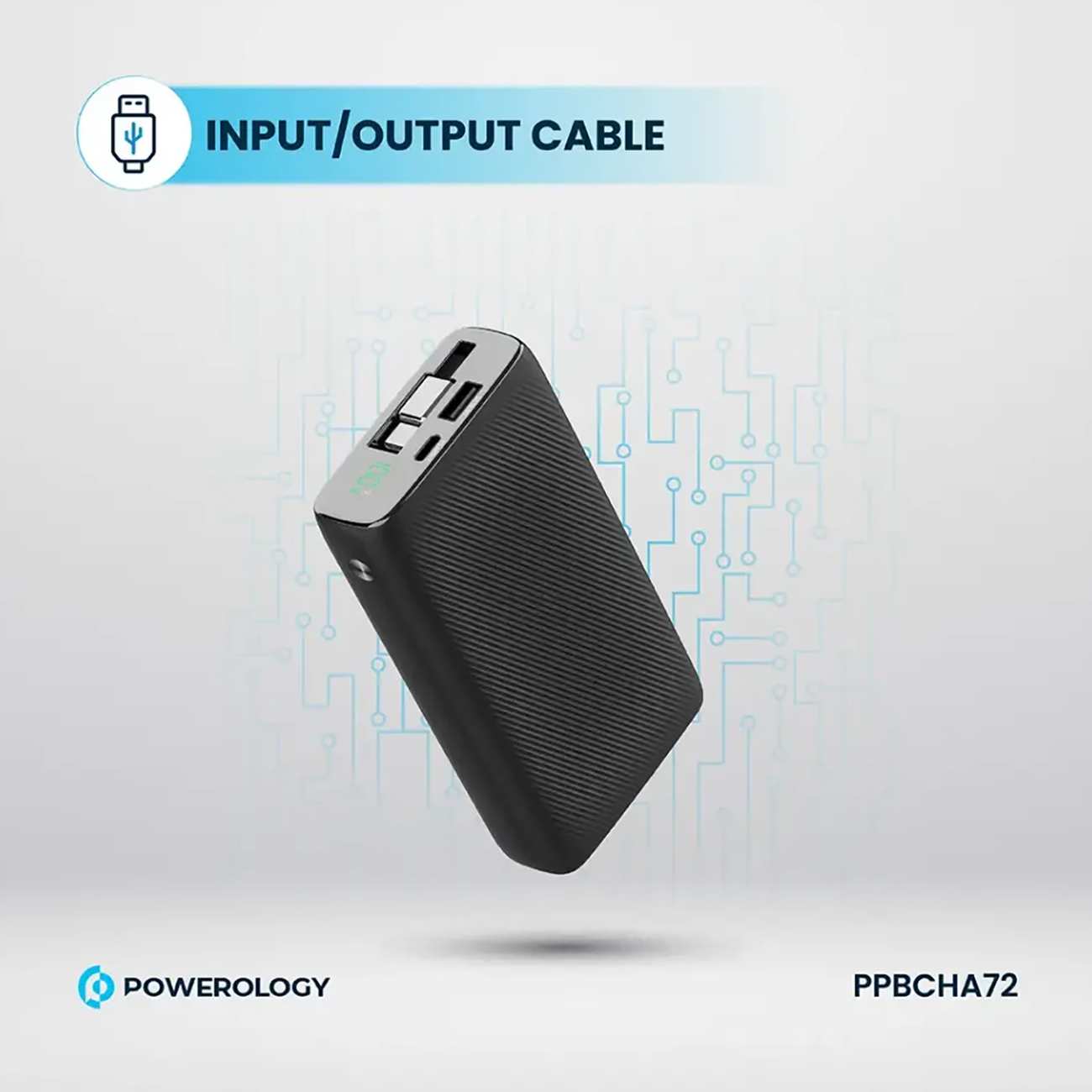 پاوربانک 35 وات 20000 پاورولوژی به همراه کابل تایپ سی جمع شونده ppbcha72