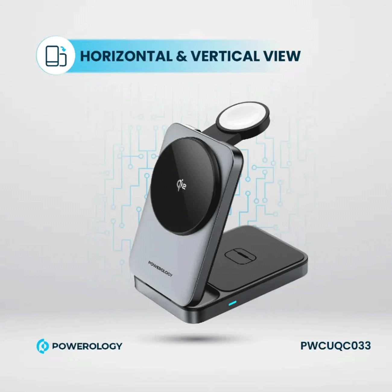 شارژر وایرلس مگنتی رومیزی 15 وات پاورولوژی PWCUQC033