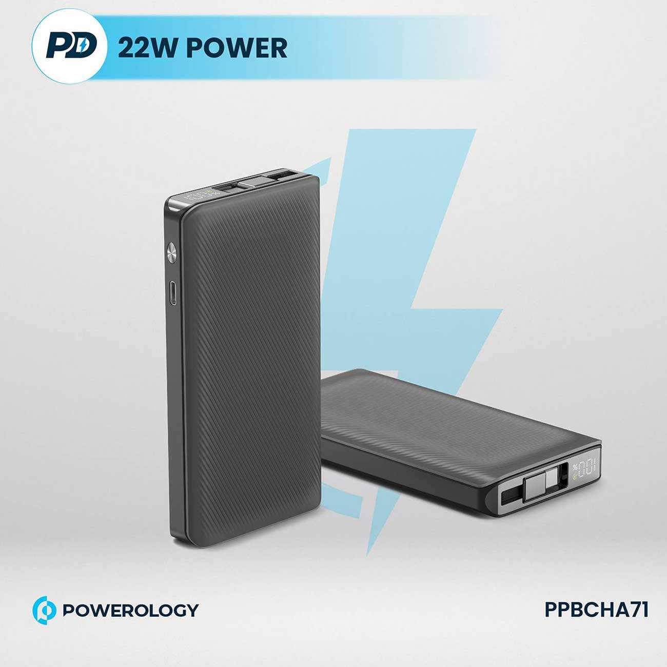 پاوربانک شارژ سریع تایپ سی 22 وات 10000 پاورولوژی PPBCHA71