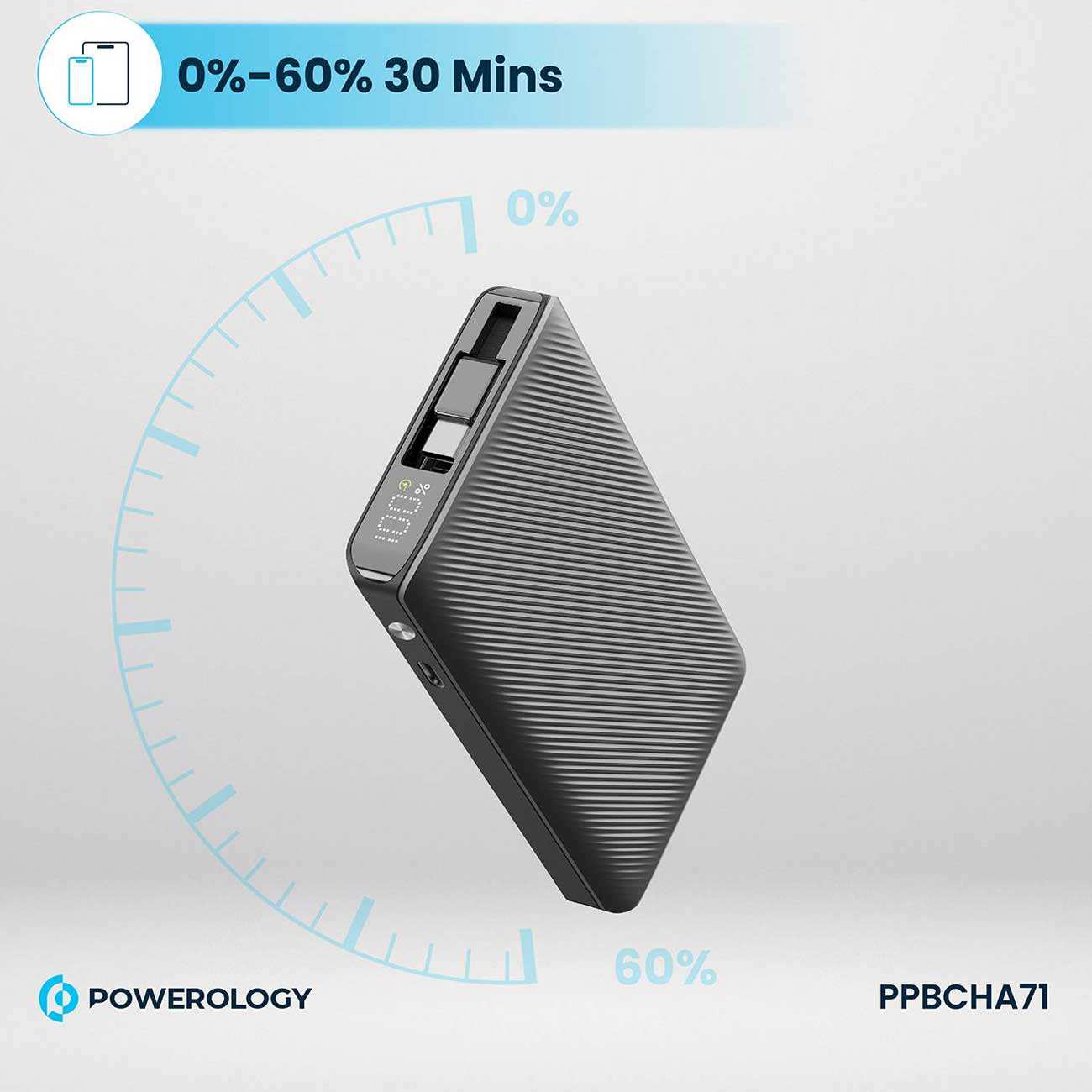 پاوربانک شارژ سریع تایپ سی 22 وات 10000 پاورولوژی PPBCHA71
