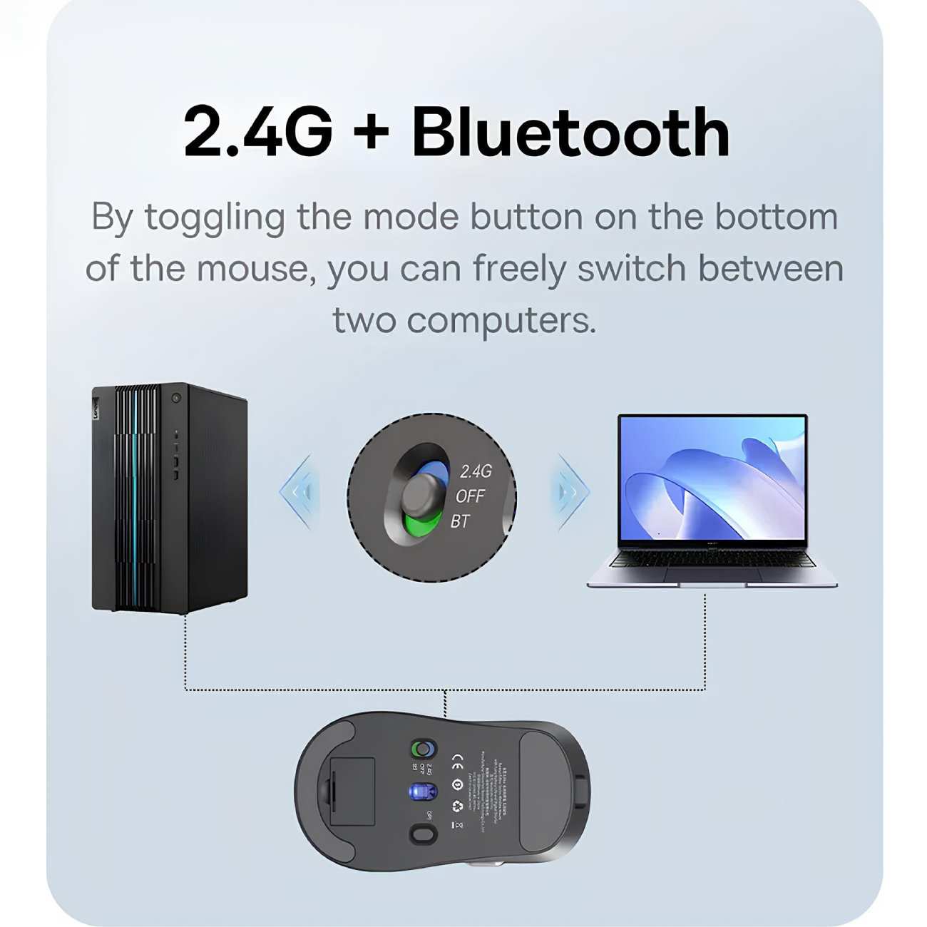 ماوس بی سیم دو حالته ویرایشگر با هوش مصنوعی قابل شارژ بیسوس BS-007 MAX