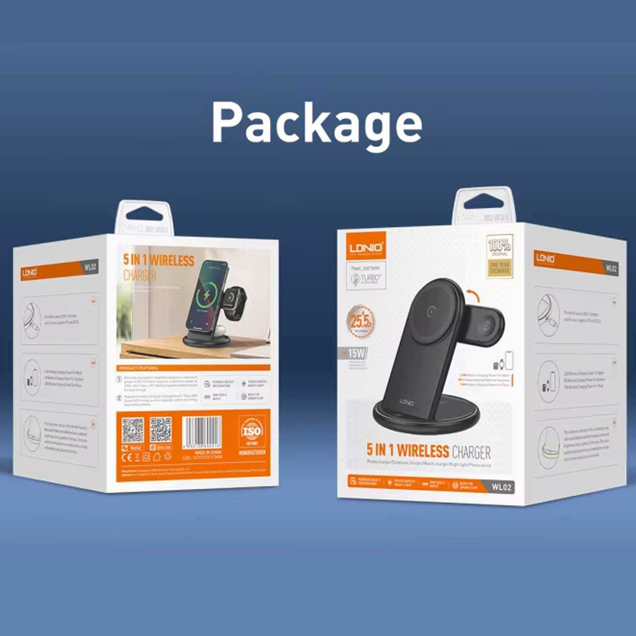 استند و شارژر وایرلس رومیزی 5 کاره 15 وات الدنیو WL02