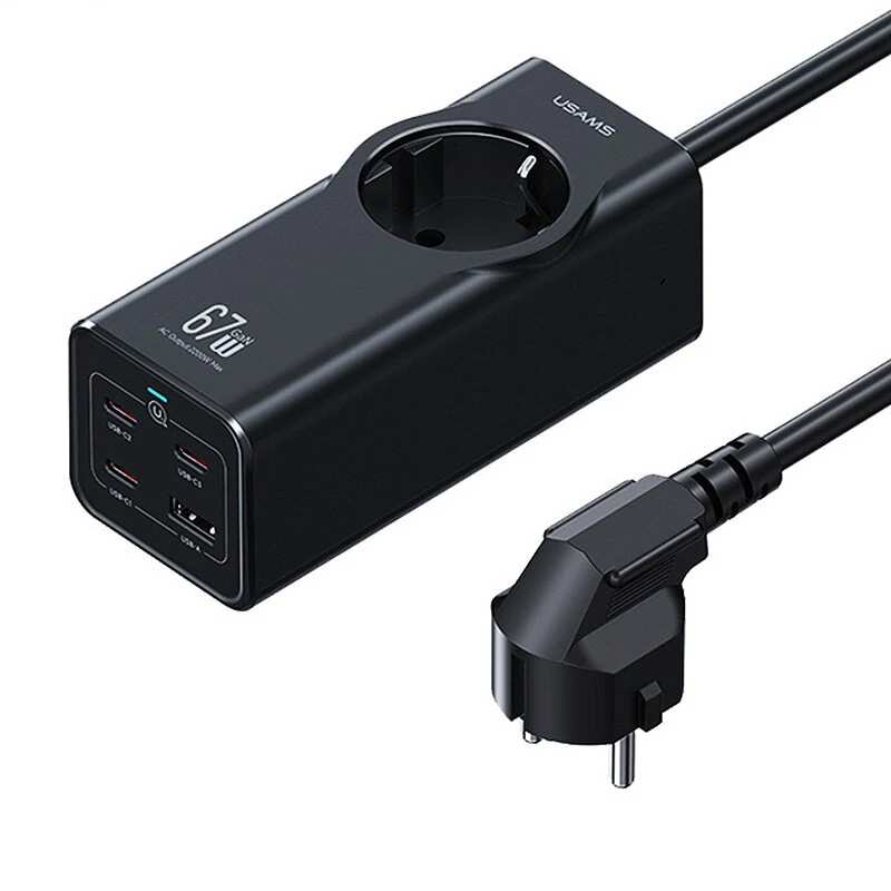 چند راهی برق یک سوکت، 3 تایپ سی و 1 یو اس بی فست شارژ 67 وات یوسامز CC225
