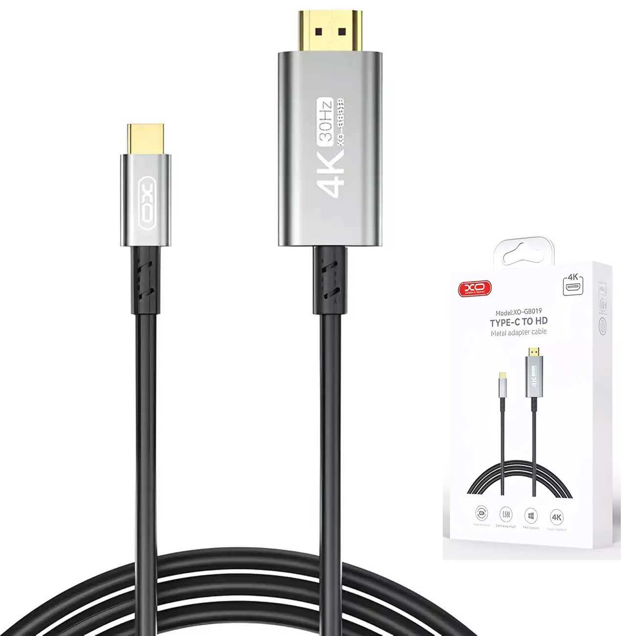 کابل تبدیل 180 سانتیمتری تایپ سی به اچ دی ام ایکس او GB019