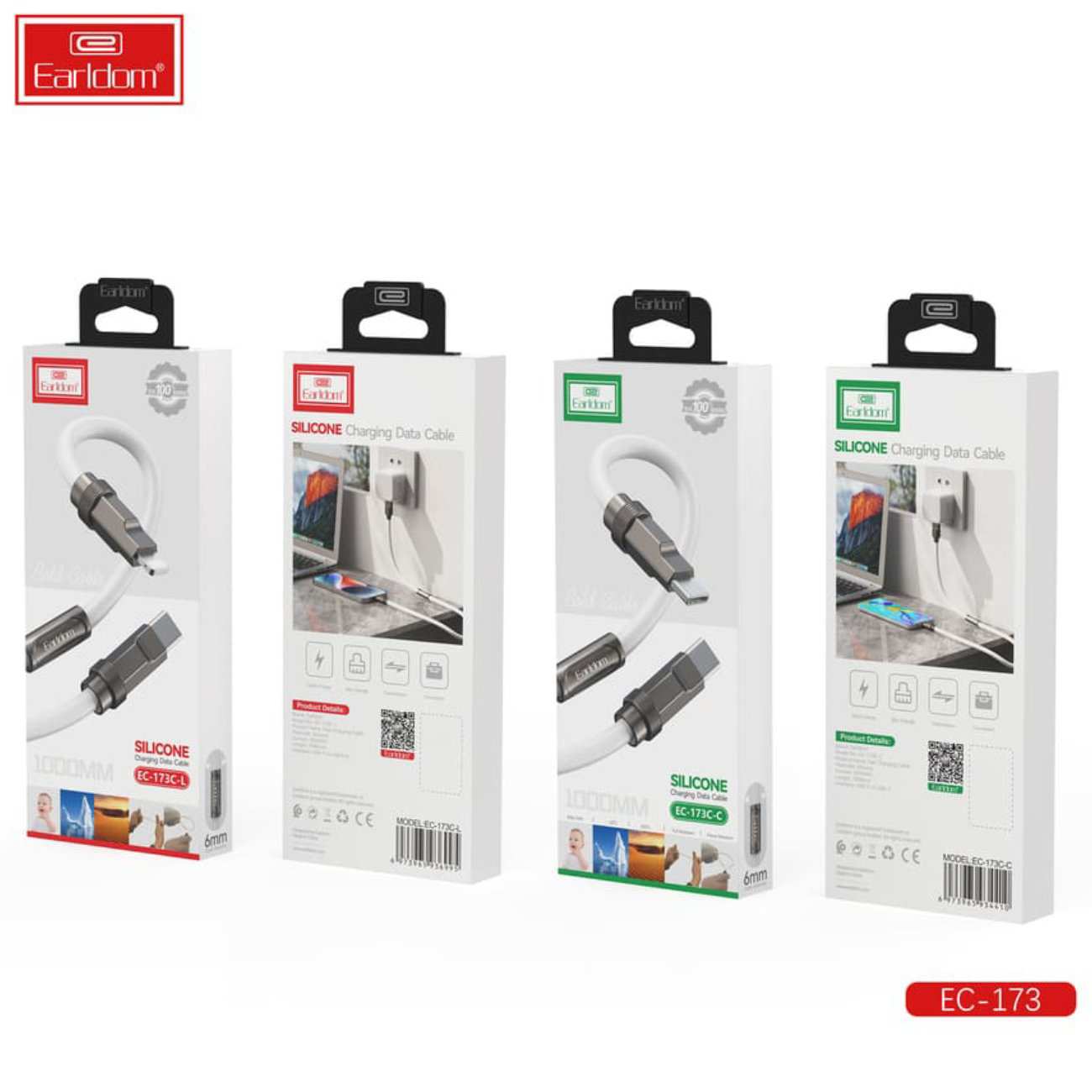 کابل فست شارژ تایپ سی به تایپ سی 100 وات 3 آمپر یک متری ارلدام EC-173C-C