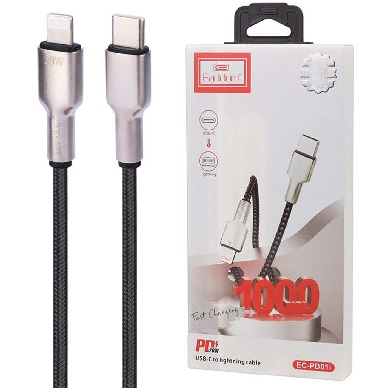 کابل شارژ سریع تایپ سی به لایتنینگ 20 وات 1 متری ارلدام EC-PD01i