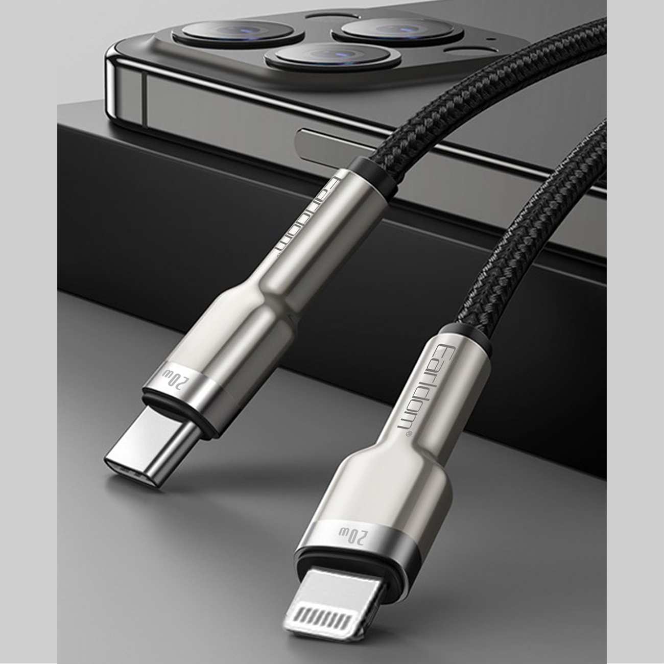 کابل شارژ سریع تایپ سی به لایتنینگ 20 وات 1 متری ارلدام EC-PD01i