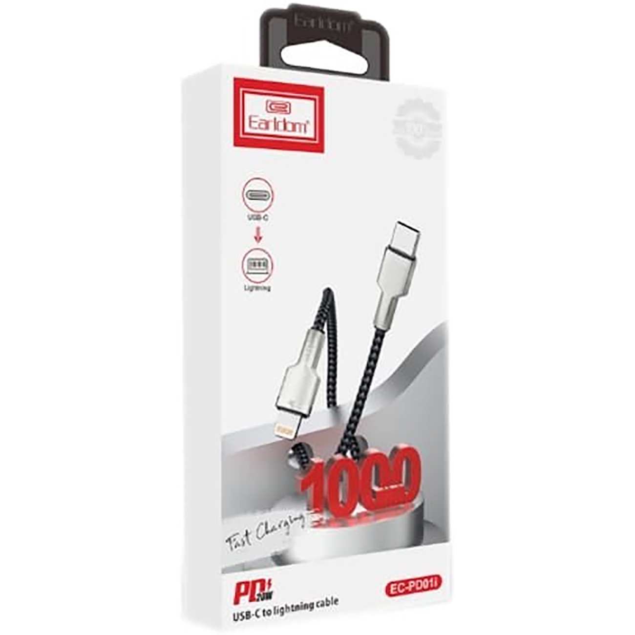 کابل شارژ سریع تایپ سی به لایتنینگ 20 وات 1 متری ارلدام EC-PD01i